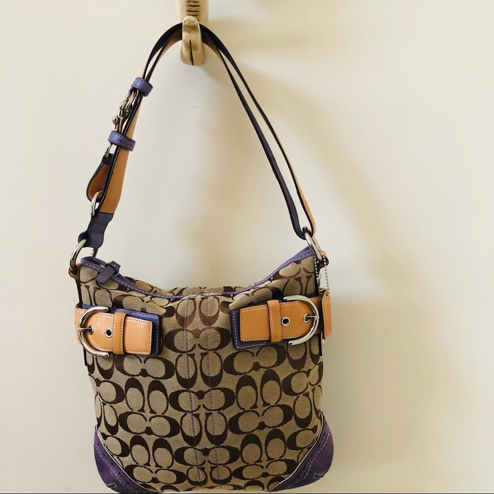 Vintage Coach 1487 Signature Canvas/Suede Shoulder Bag - Picture 5 of 16
